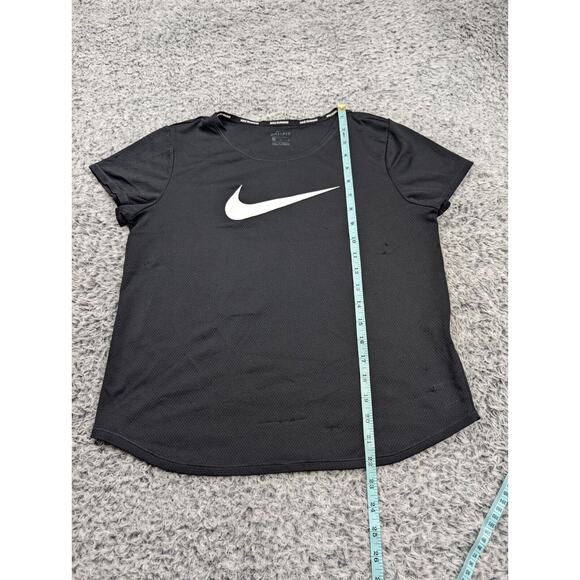 Nike Shirt Women Medium Black Dri Fit Round Neck Tennis Athleisure Golf Gym - Picture 4 of 6